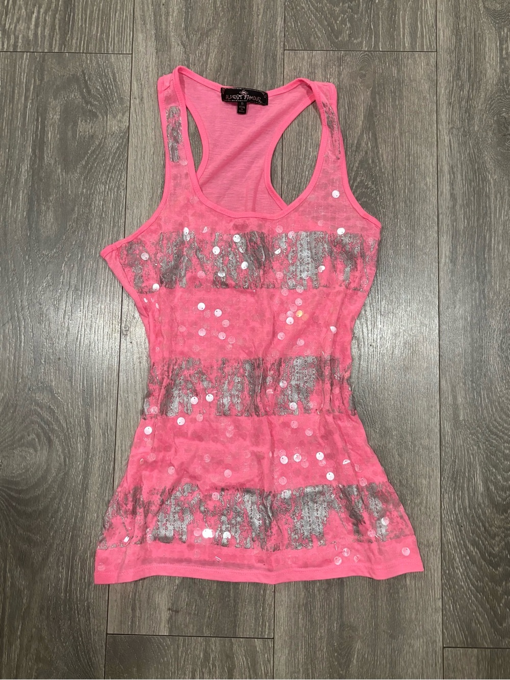 Vintage Y2K Almost Famous Hot Pink Sequin Racerback Tank